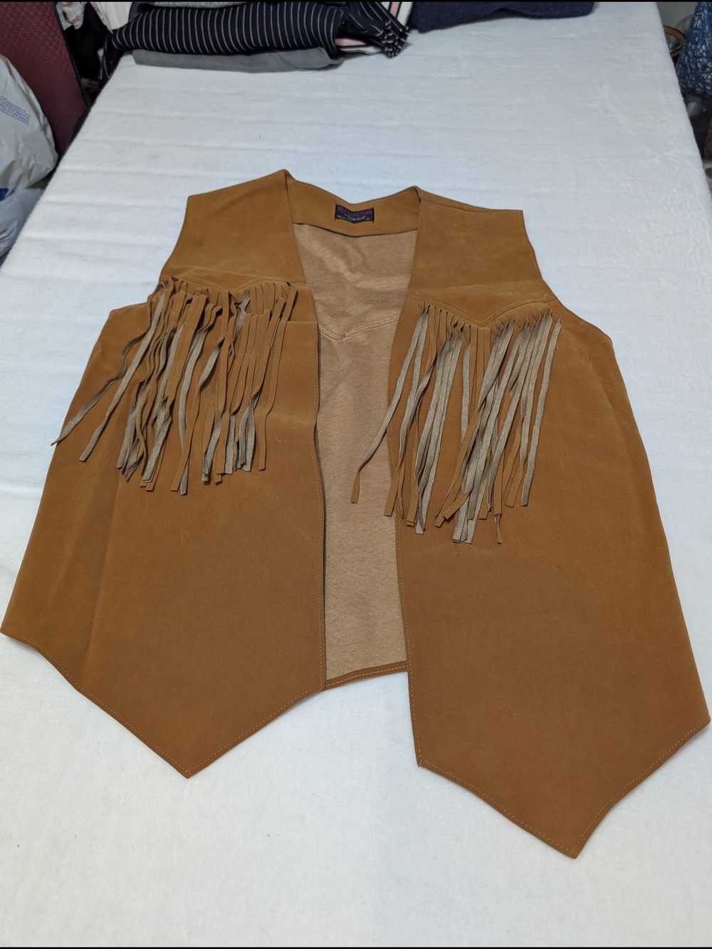 Expressions‎ Suede Fringe Vest in Tan Western Boho
